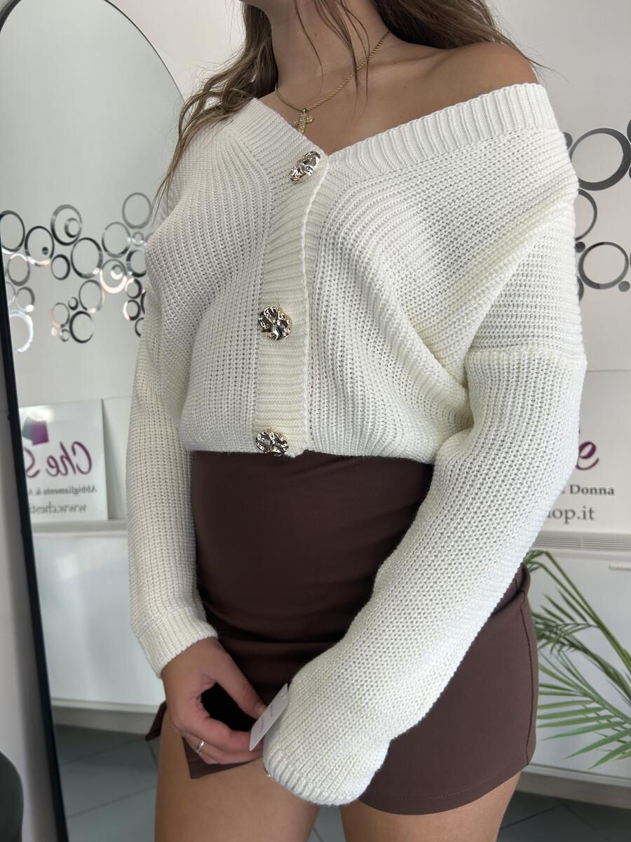 NOVITÀ Cardigan crop bottoni gioiello 