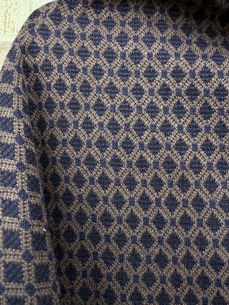 Felpa piccola fantasia blu e beige