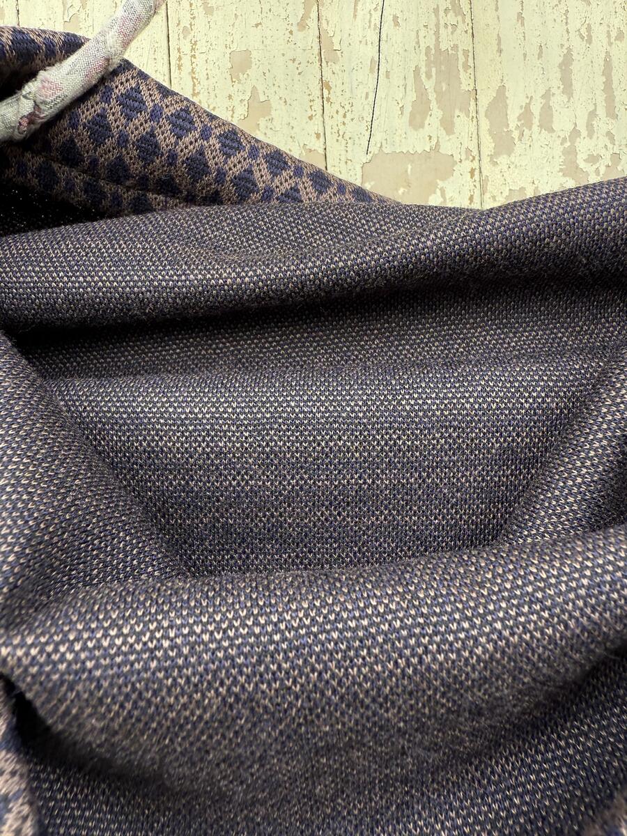 Felpa piccola fantasia blu e beige