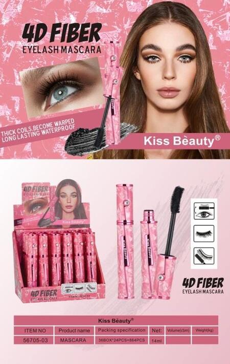 KISS BEAUTY MASCARA 4D FIBER 
 [Confezione da 24 pezzi]