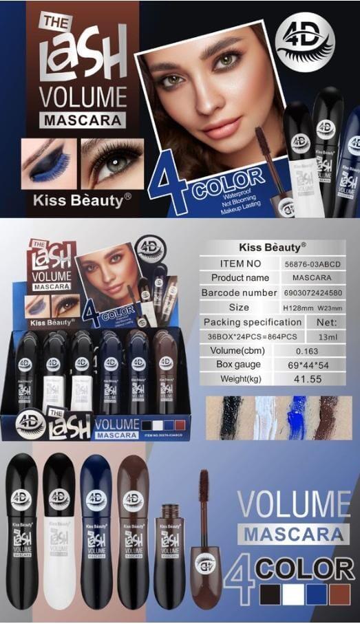 KISS BEAUTY MASCARA 4 COLOR
 [Confezione da 24 pezzi]