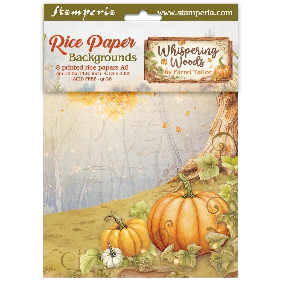 Selezione 8 carte di riso foto A6 Backgrounds Whispering Woods