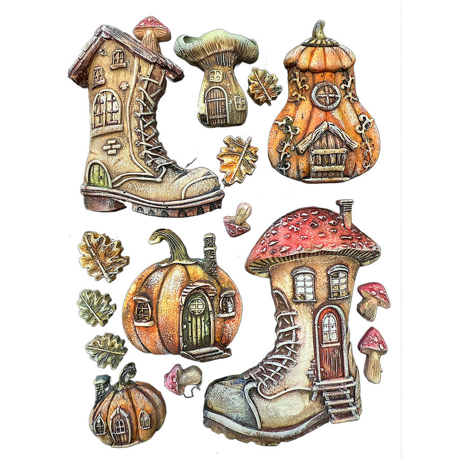 Stampo in silicone A5 Whispering Woods Stivali e casetta zucca 