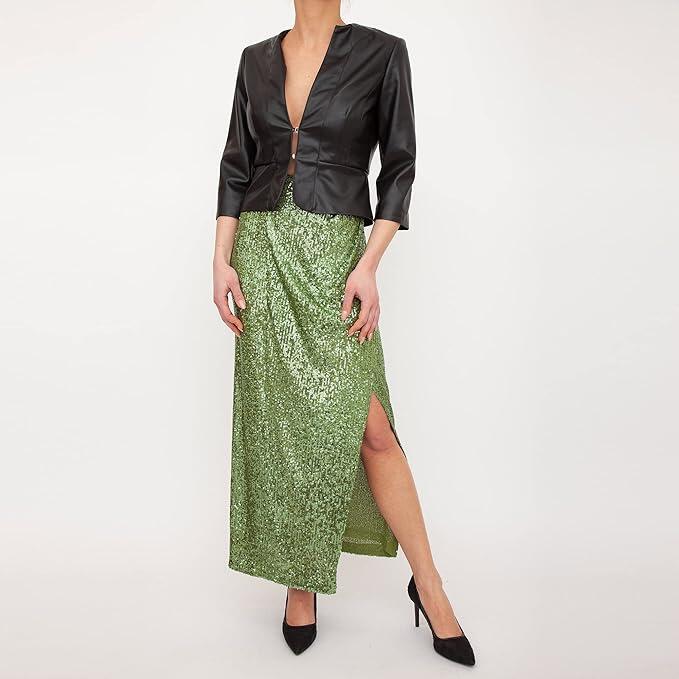 Nenette Milano, Gonna Glitter 35NN, colore Kiwi, taglia 42 