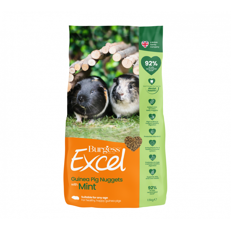 Burgess Guinea Pig Nuggets with Mint - 1,5 Kg.  - SCADENZA NOV. 2025