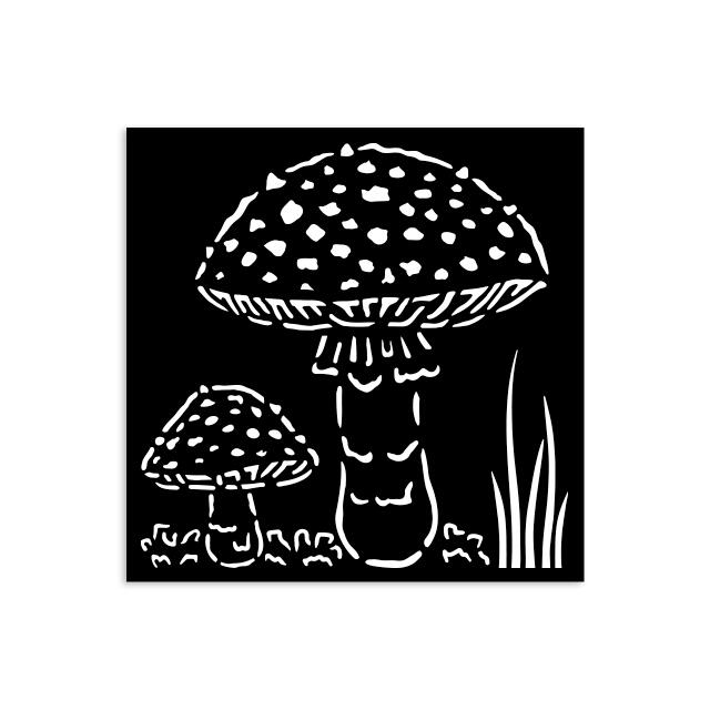 Stencil spesso 12 x 12 cm Whispering Woods Funghi