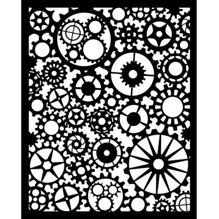 Stencil spesso 20 x 25 cm Voyage Fantastiques Texture ingranaggi