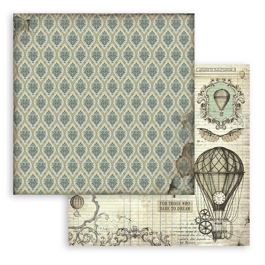 Blocco 10 fogli 30,5 x 30,5 Double face Backgrounds Voyages Fantastiques