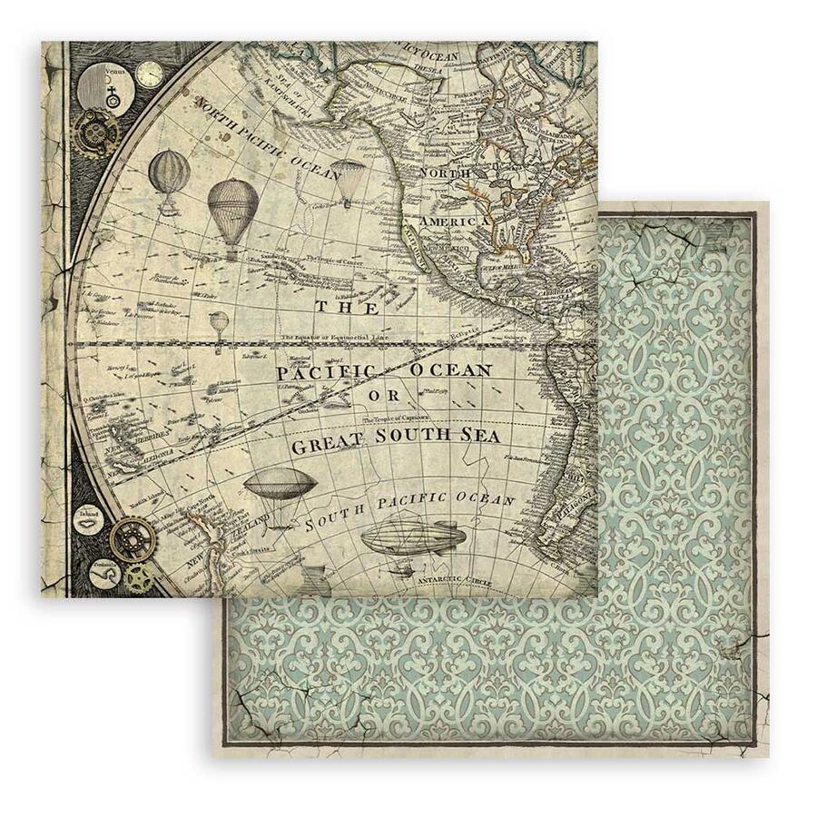 Blocco 10 fogli 30,5 x 30,5 Double face Backgrounds Voyages Fantastiques