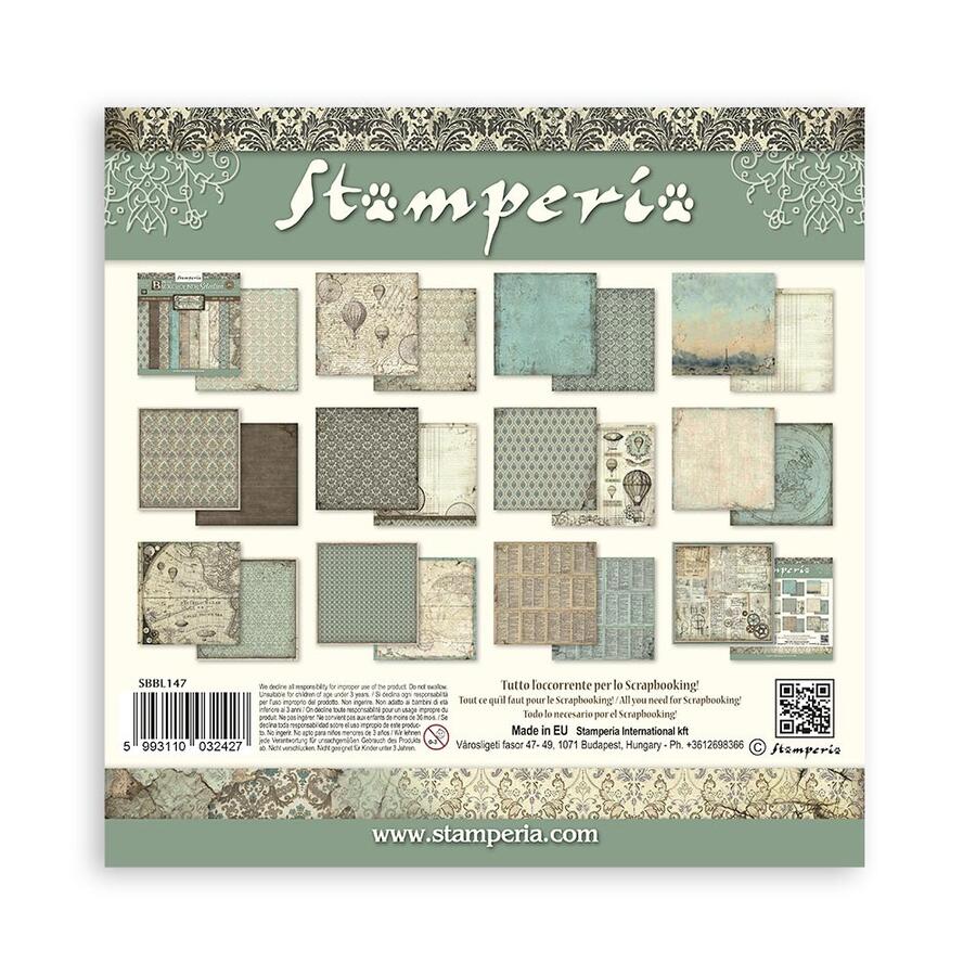 Blocco 10 fogli 30,5 x 30,5 Double face Backgrounds Voyages Fantastiques