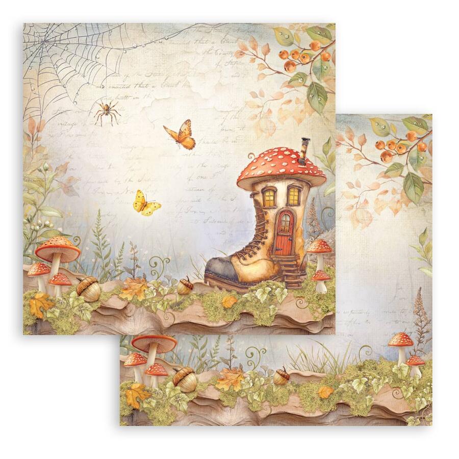 Blocco 10 fogli 20,3 x 20,3 Double Face Whispering Woods