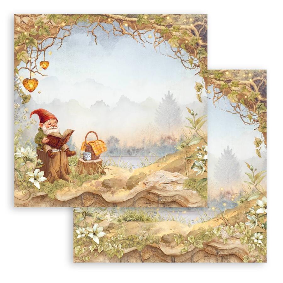 Blocco 10 fogli 20,3 x 20,3 Double Face Whispering Woods