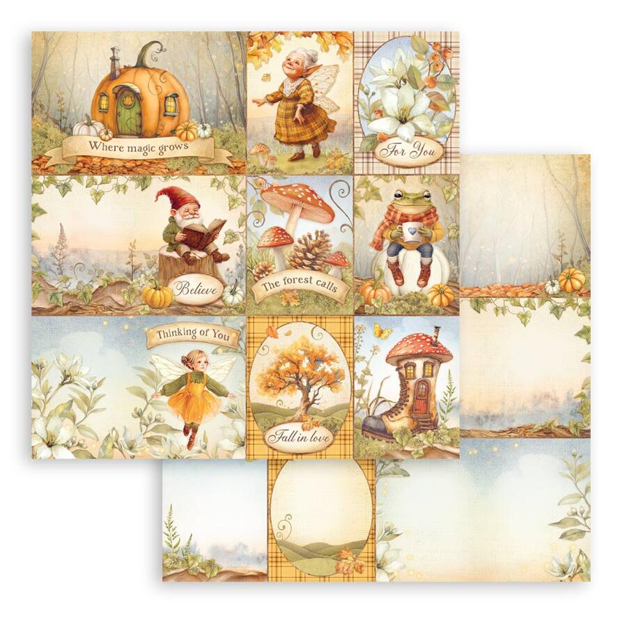 Blocco 10 fogli 20,3 x 20,3 Double Face Whispering Woods