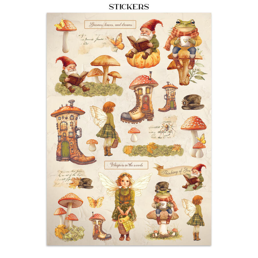 Junk Journal stickers, cut-outs, backgrounds Whispering Woods