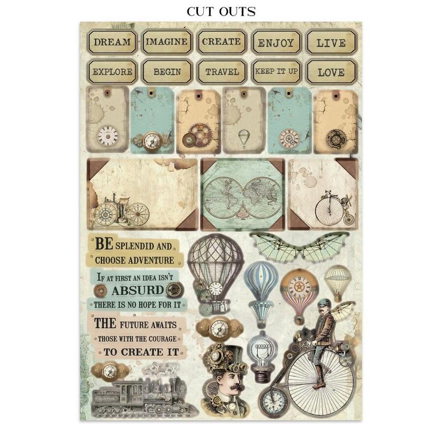 Junk Journal stickers, cut-outs, backgrounds Voyages Fantastiques