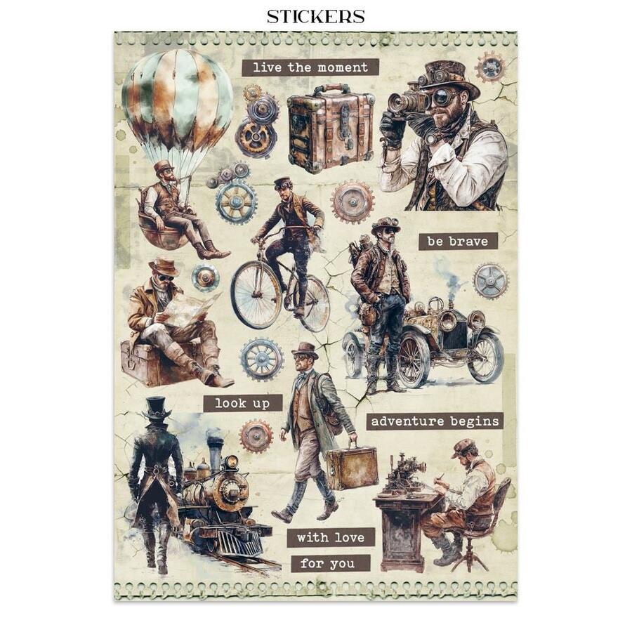 Junk Journal stickers, cut-outs, backgrounds Voyages Fantastiques