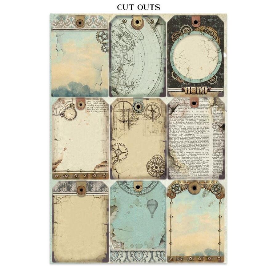Junk Journal stickers, cut-outs, backgrounds Voyages Fantastiques