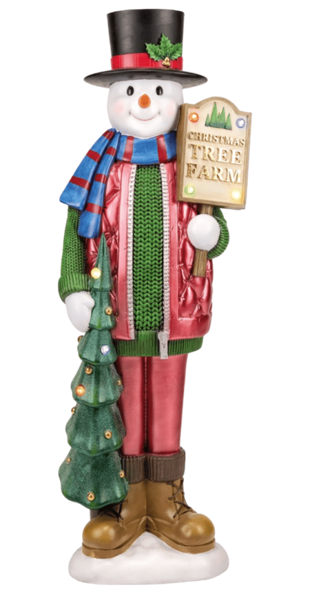 Fade - Natale 2025 - Pupazzo di Neve Natalizio con LED – Charlie Snowman Cm 38x22,5x102 – Decorazione Grande in Resina