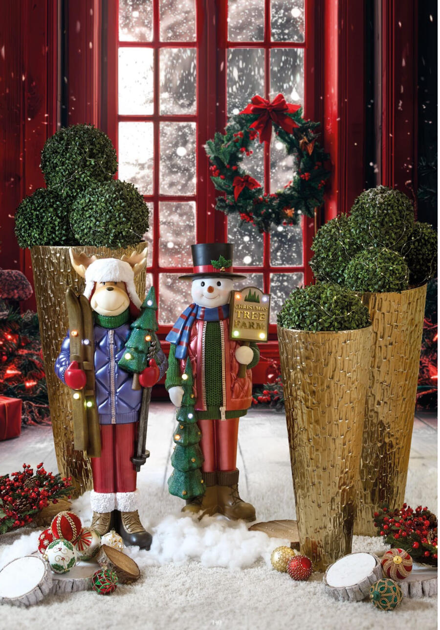 Fade - Natale 2025 - Pupazzo di Neve Natalizio con LED – Charlie Snowman Cm 38x22,5x102 – Decorazione Grande in Resina