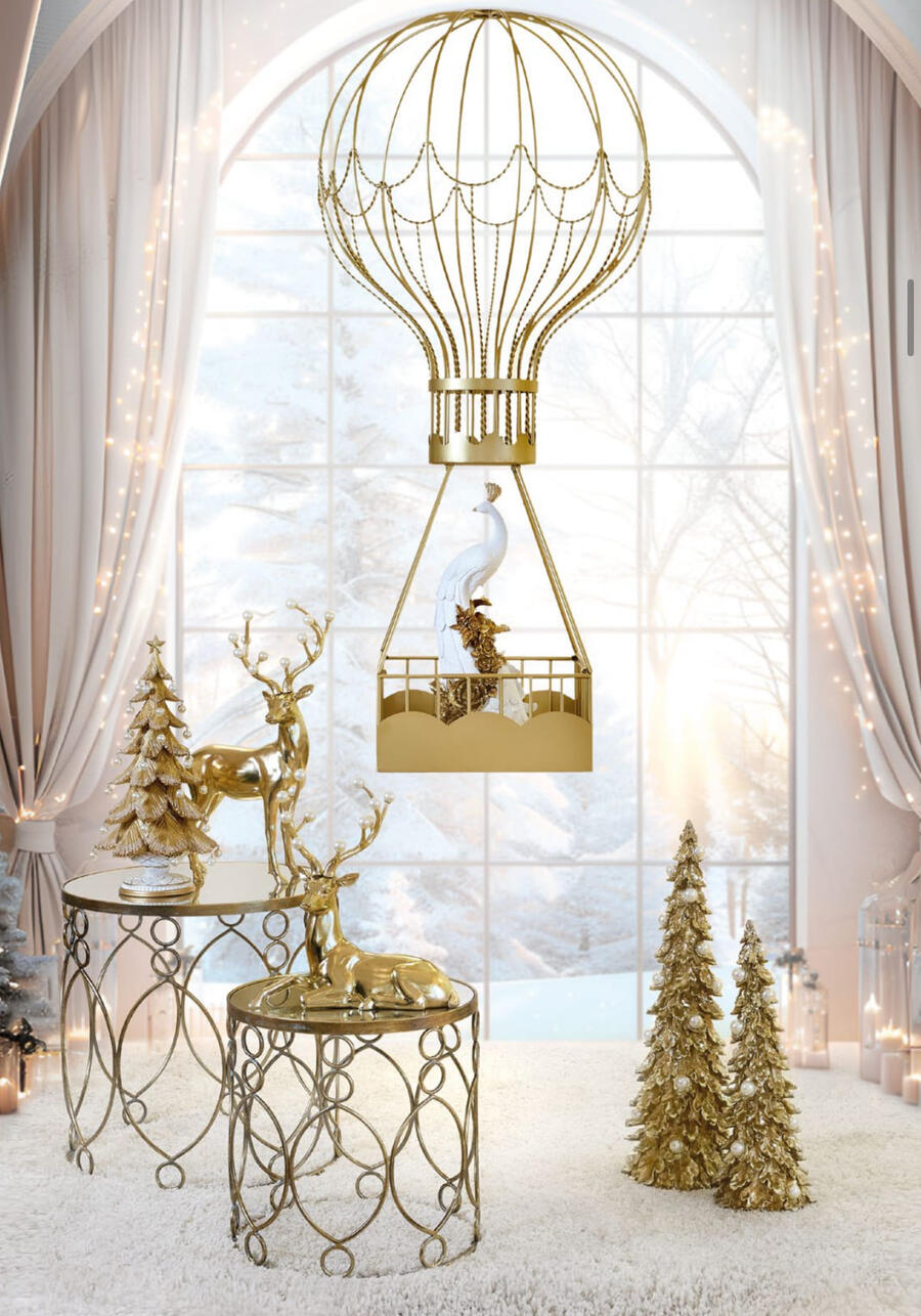 Fade - Natale 2025 - Albero Natalizio Oro con Perle in Resina – Fade Pearl Tree Cm 21x64 