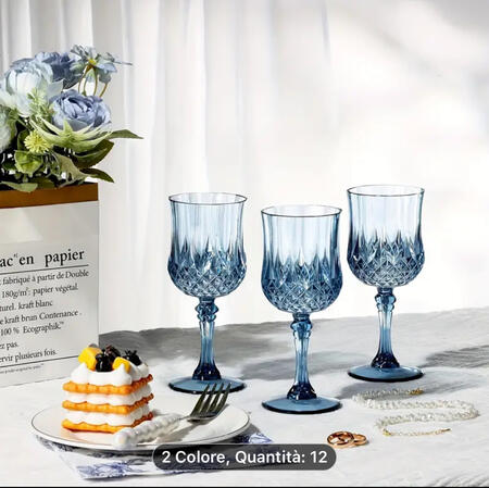 Bicchiere blu in plastica pp riciclabili pz.12