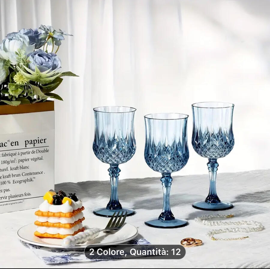Bicchiere blu in plastica pp riciclabili pz.12