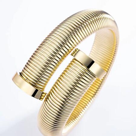 Bracciale rigido strutturato in acciaio inossidabile spirale