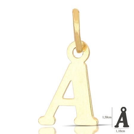 Ciondolo Lettera A in Oro Giallo 18K.
