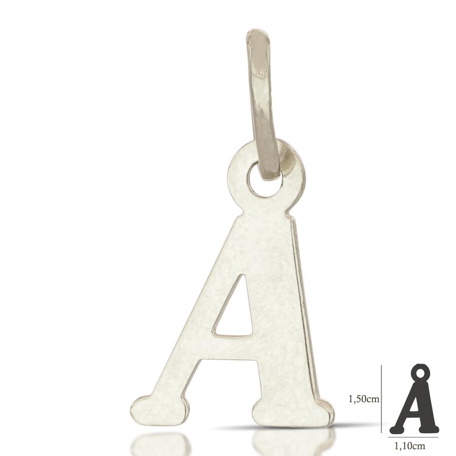 Ciondolo Lettera A in Oro Bianco 18K.