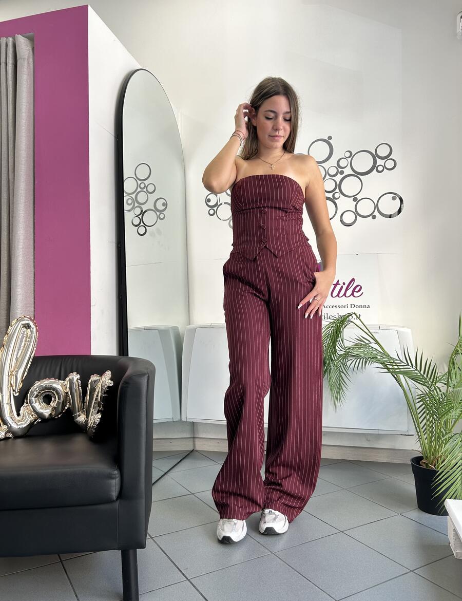 NOVITÀ Completo gessato top & pantalone palazzo