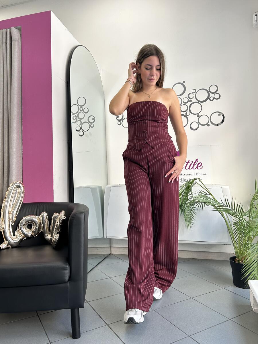 NOVITÀ Completo gessato top & pantalone palazzo