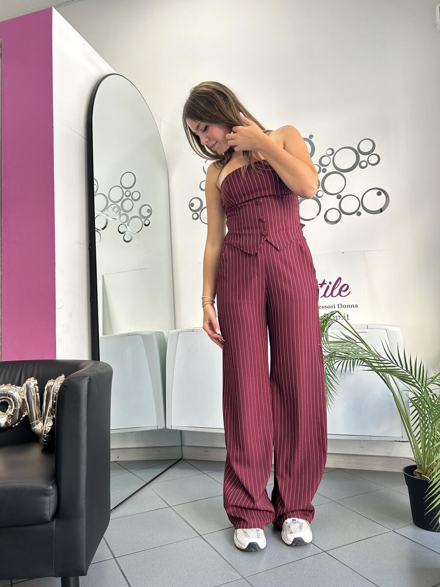 NOVITÀ Completo gessato top & pantalone palazzo