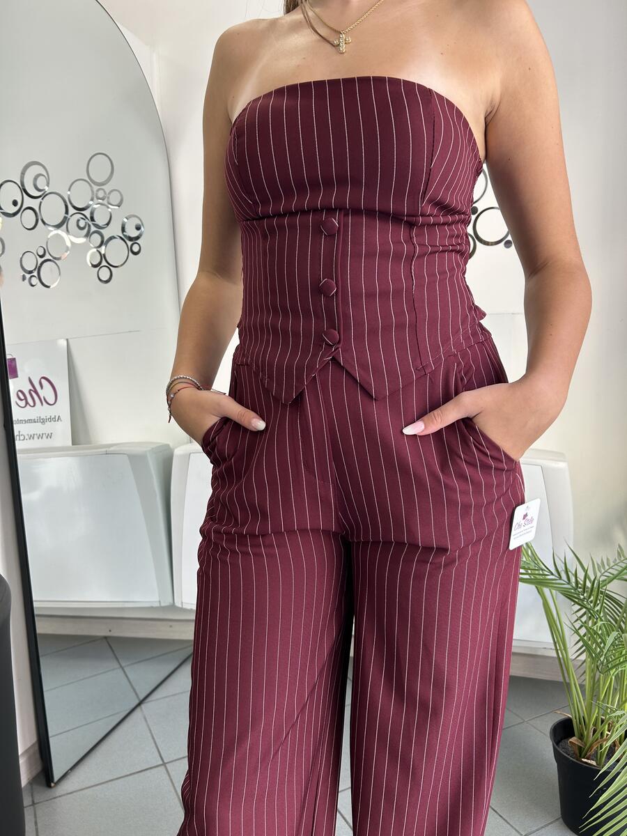 NOVITÀ Completo gessato top & pantalone palazzo