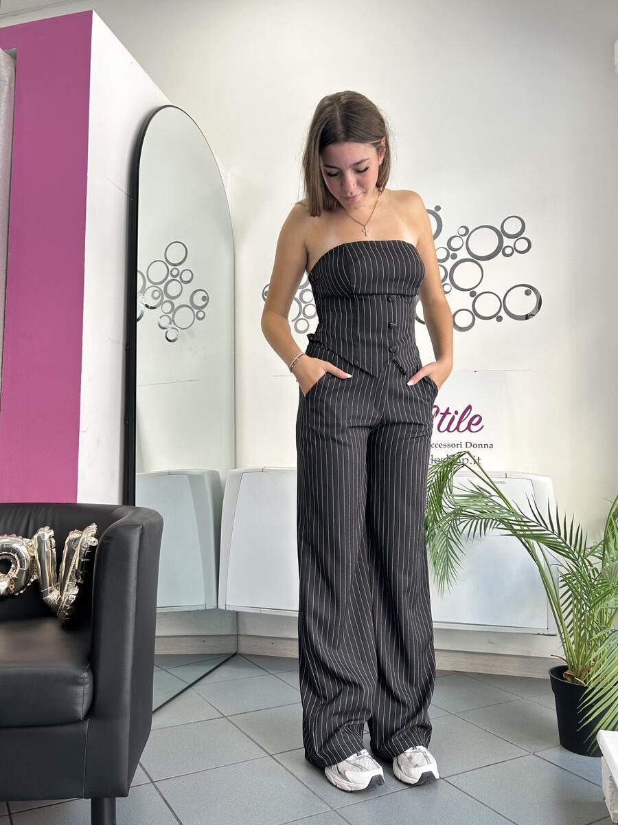 NOVITÀ Completo gessato top & pantalone palazzo