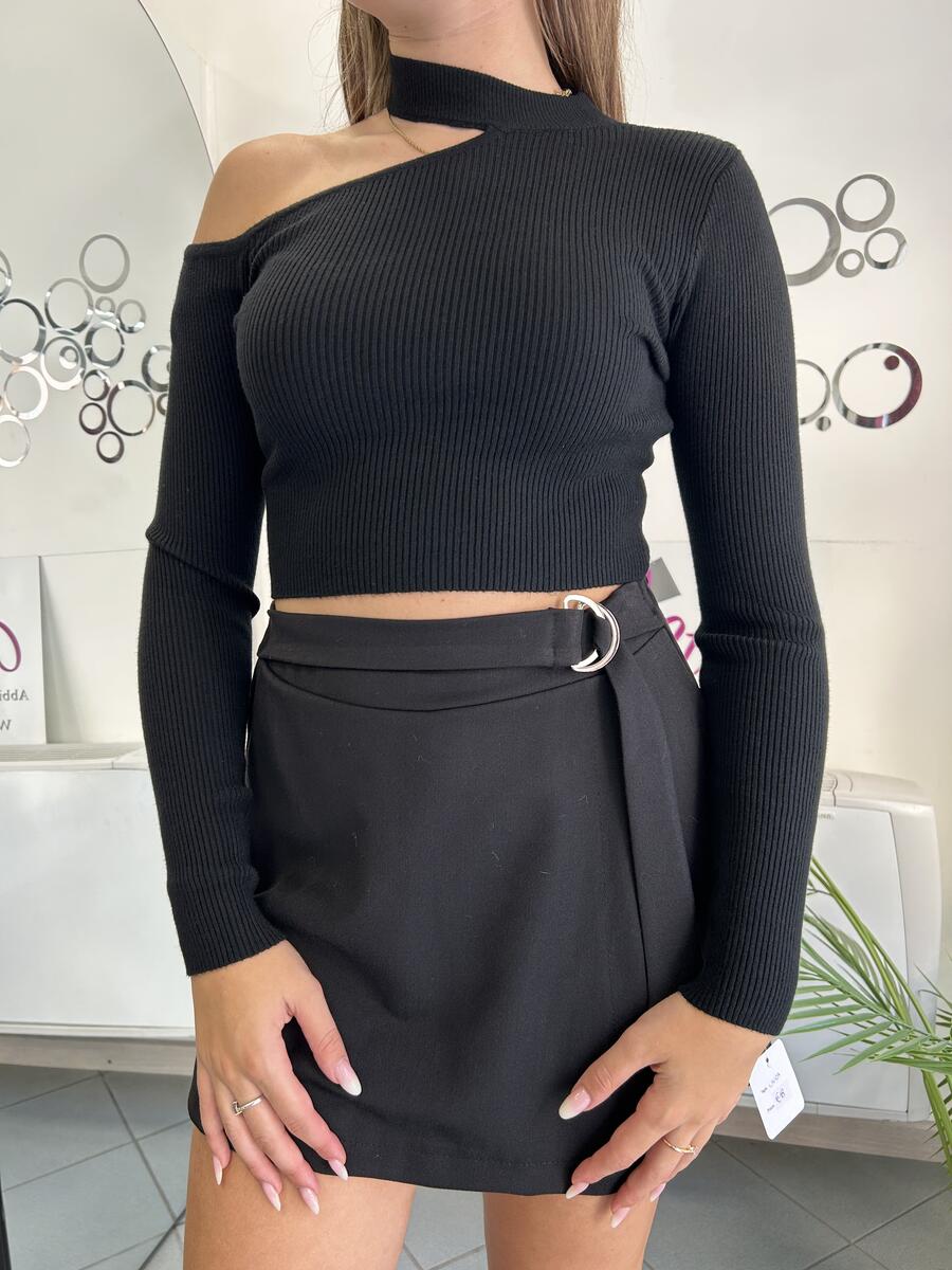 NOVITÀ Pull crop cut out spalla 