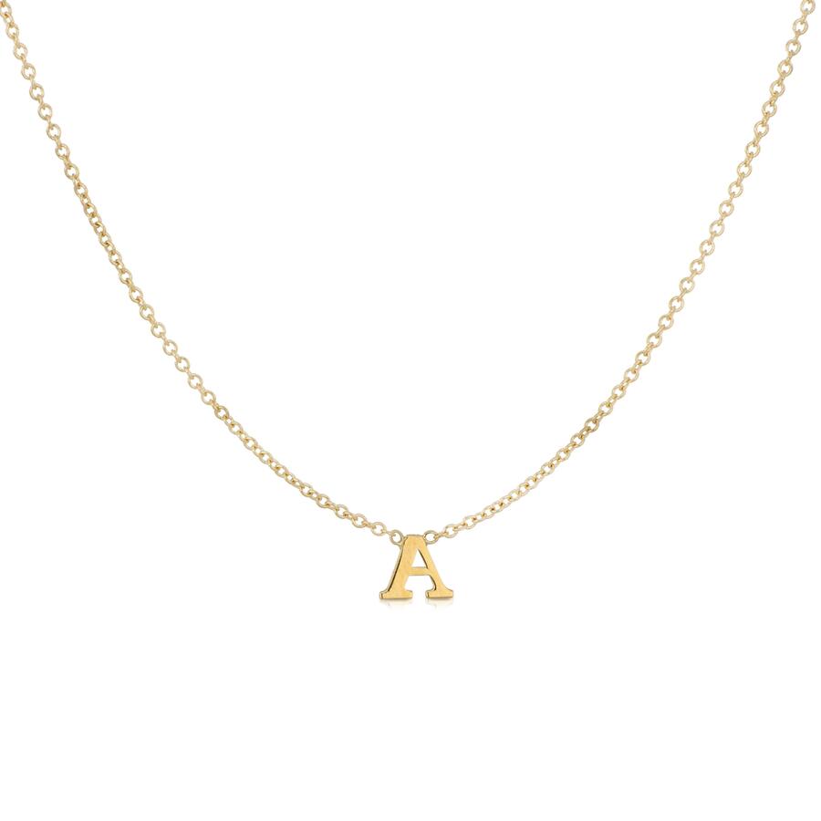 Collana con Lettera A in Oro Giallo 18K.
