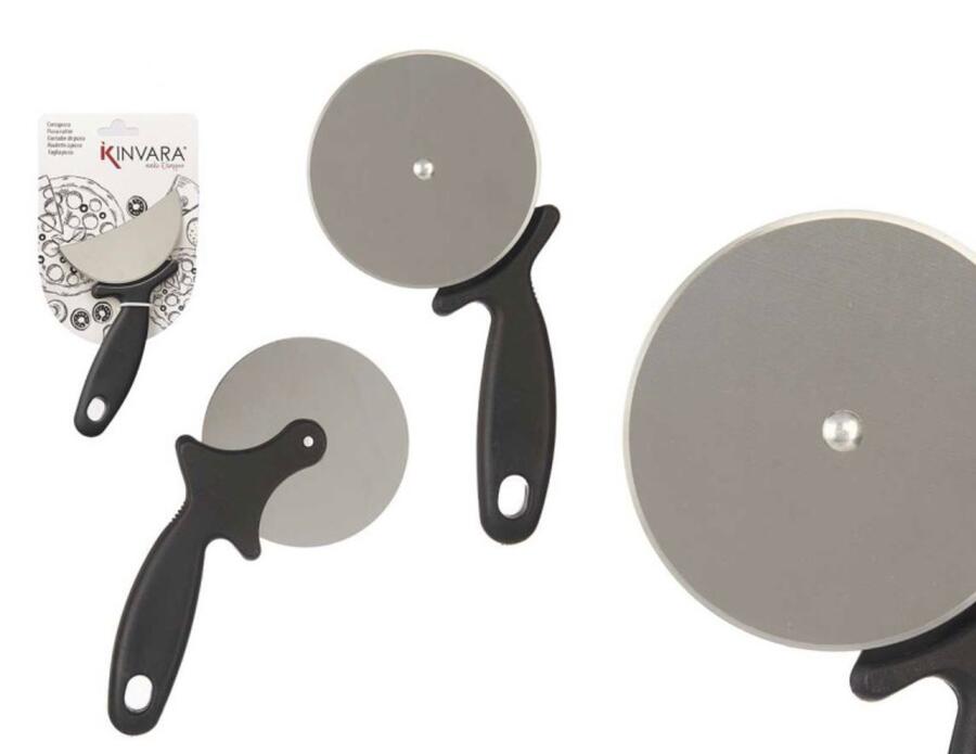 KINVARA TAGLIA PIZZA IN ACCIAIO CON MANICO IN PLASTICA DA 10 cm ø
 [Confezione da 6 pezzi]
