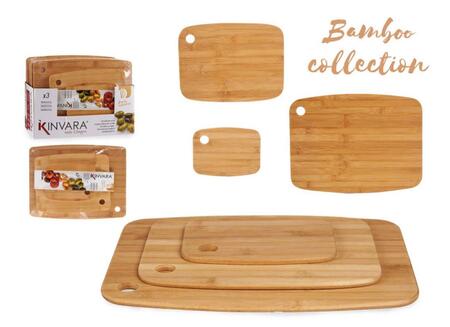 KINVARA TRIS TAGLIERE RETTANGOLARE IN BAMBU'