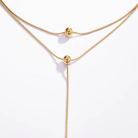 Collana a doppia catena in acciaio inossidabile sfere "BYREN ELINE L'ATELIER"