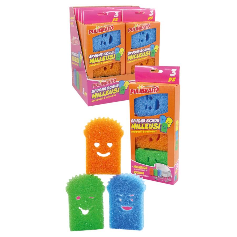 FATIGATI SPUGNE PULIBRAT 3 PEZZI (Confezione da 12 pezzi)