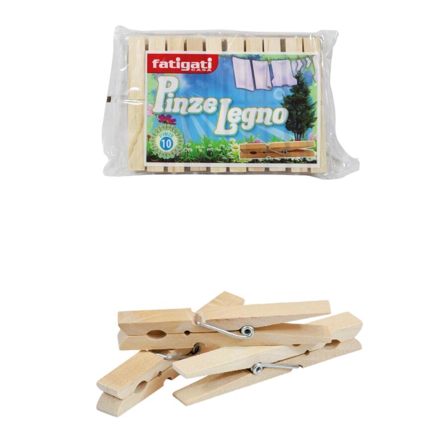 FATIGATI MOLLETT LEGNO 10 PEZZI (Confezione da 12 pezzi) 