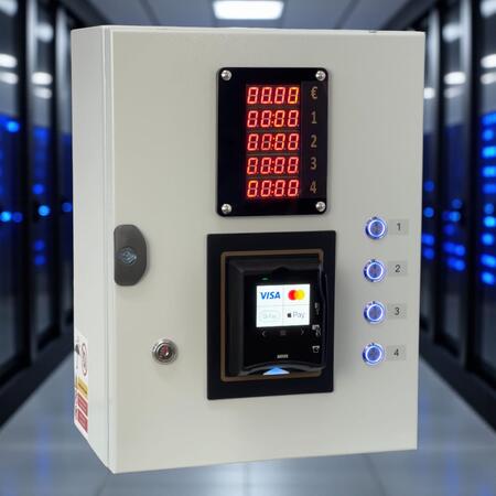 Gettoniera Cashless con POS Nayax per 4 Lavatrici, 4 Asciugatrici o Combinato (2+2) – Pagamento Contactless a Tempo
