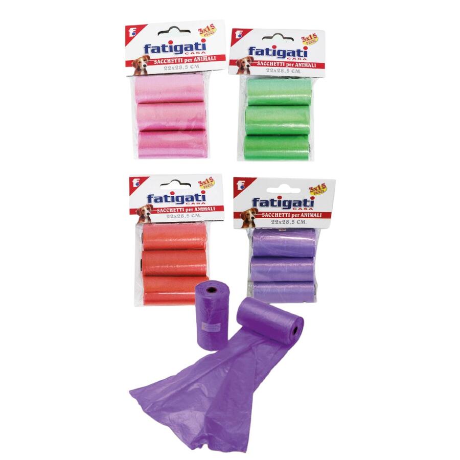 FATIGATI SACCHETTI PER ANIMALI 45 PEZZI 22x28 (Confezione da 12 pezzi) 