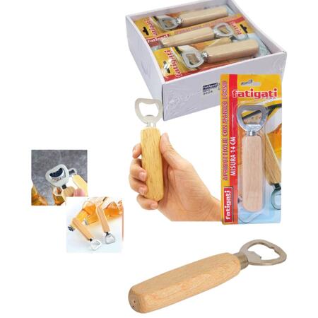 FATIGATI APRIBOTTIGLIE CON MANICO IN LEGNO 14 CM (Confezione da 12 pezzi) 