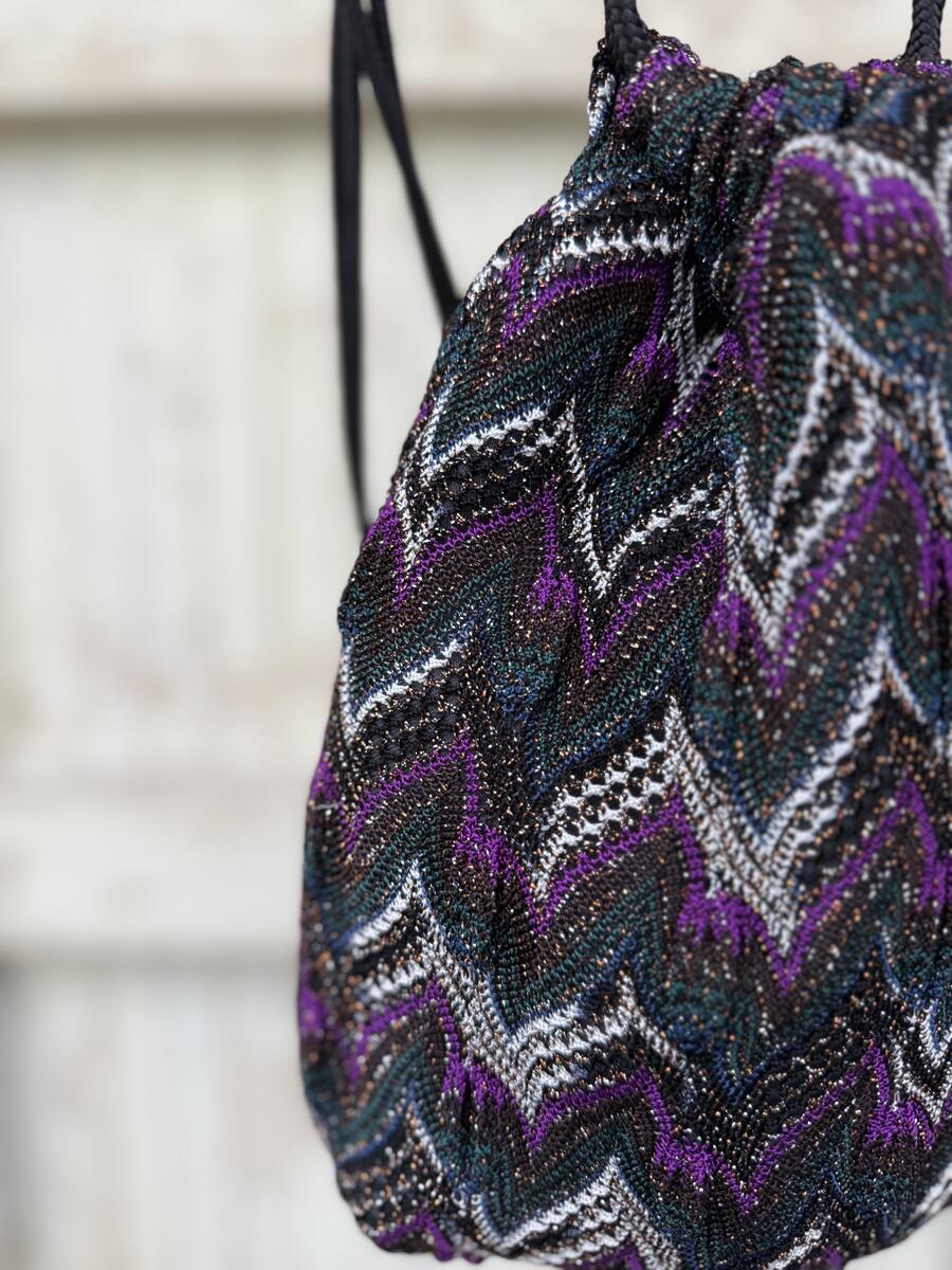 Secchiello  sfumature ottanio e melanzana 