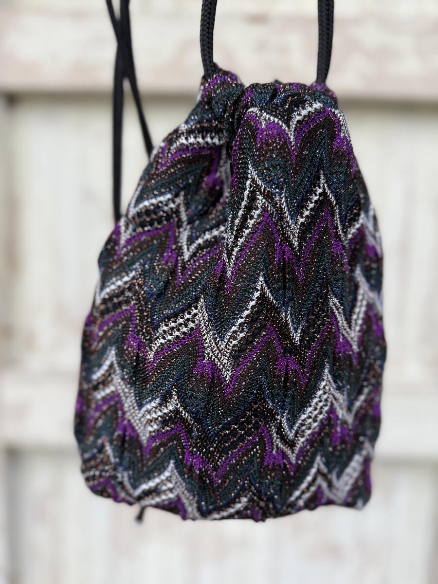 Secchiello  sfumature ottanio e melanzana 