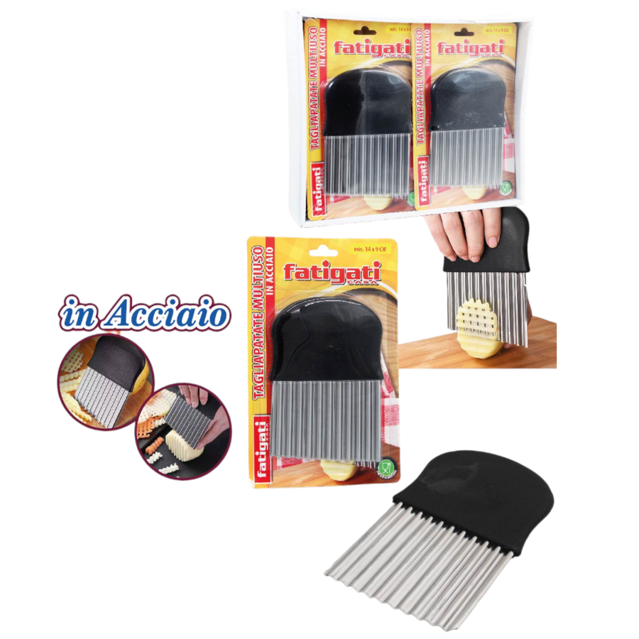 FATIGATI TAGLIAPATATE MULTIUSO IN ACCIAIO (Confezione da 12 pezzi) 