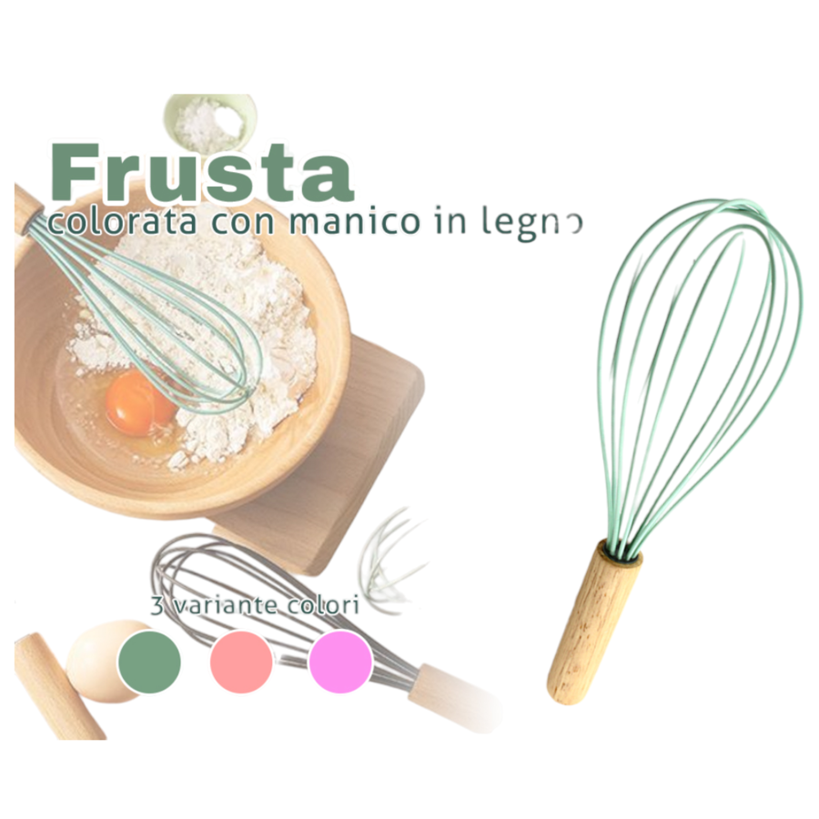 INTRADE FRUSTA COLORATA CON MANICO LEGNO (Confezione da 12 pezzi) 