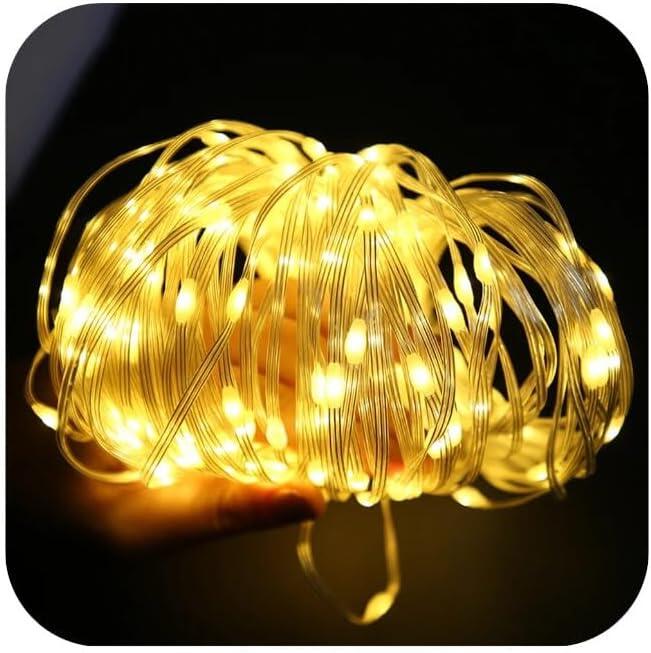 LUCI DI NATALE STRISCIA NATALIZIA CATENA LUMINOSA A LED DA ESTERNO CON PANNELLO ENERGIA SOLARE CON PICCHETTO - BOBINA DA 10 METRI CON 100 LED CON COLORE LUCE 3000K BIANCO CALDO (GIALLO) IP65