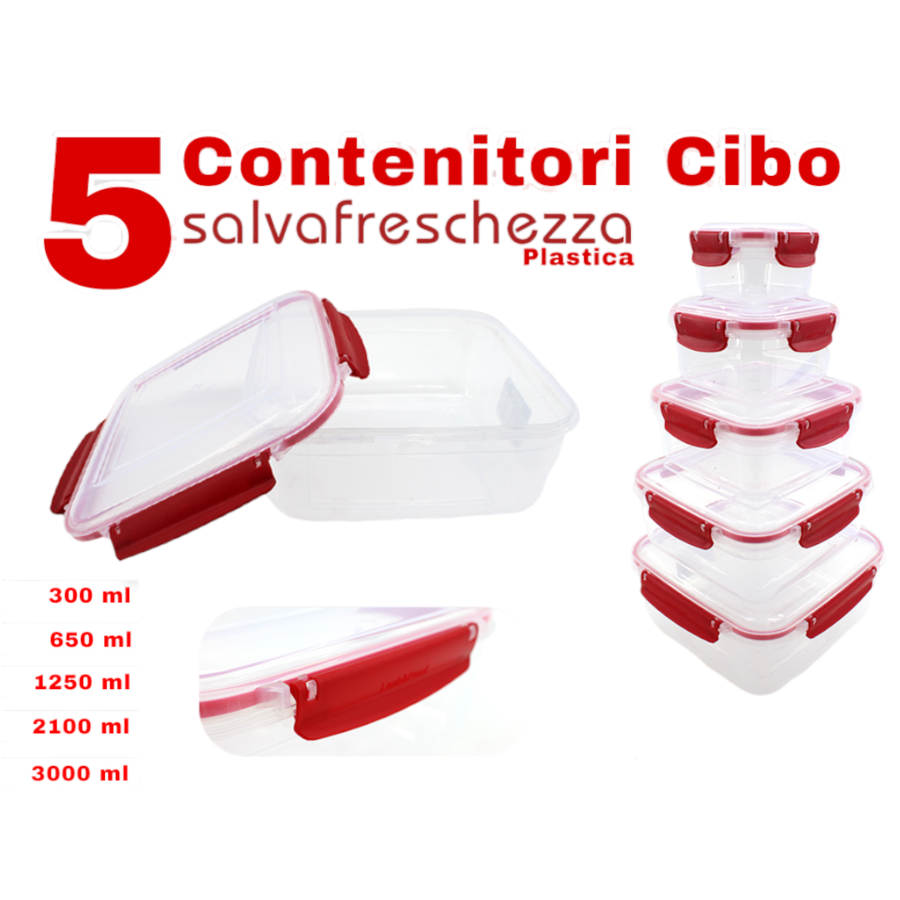 INTRADE CONTENITORI CIBO 5 PEZZI (Confezione da 4 pezzi) 